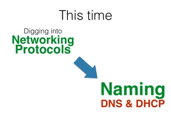 Naming  DNS &amp; DHCP  Naming  IP addresses allow global connectivity  But theyre pretty