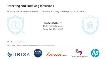 Detecting and Surviving Intrusions  Exploring New Host-Based Intrusion Detection, Recovery, and