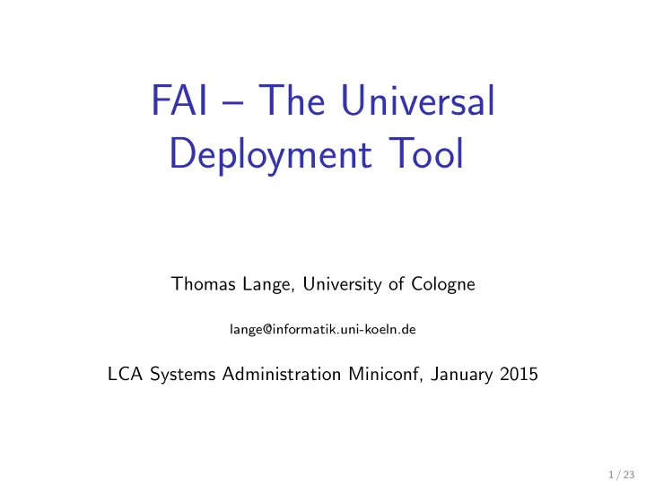 fai the universal deployment tool
