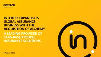 GLOBAL ASSURANCE  BUSINESS WITH THE  ACQUISITION OF ALCHEMY  A LEADING PROVIDER OF  SAAS-BASED