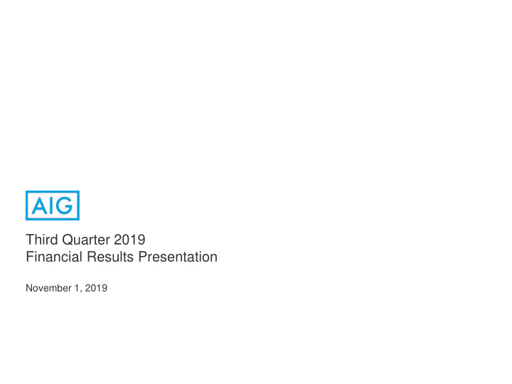 third quarter 2019 financial results presentation