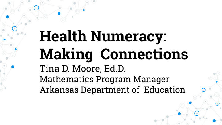 health numeracy making connections