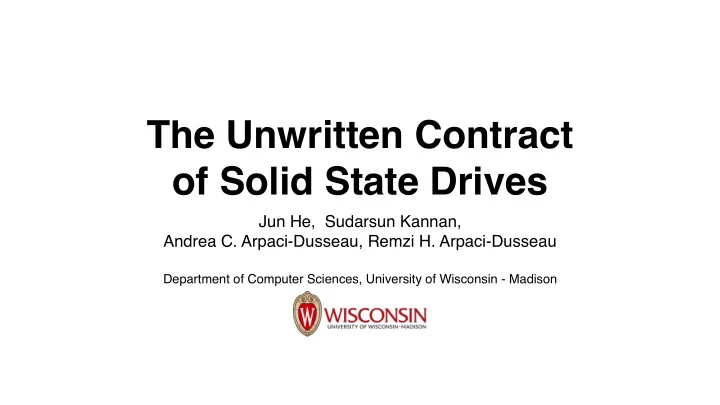 the unwritten contract of solid state drives