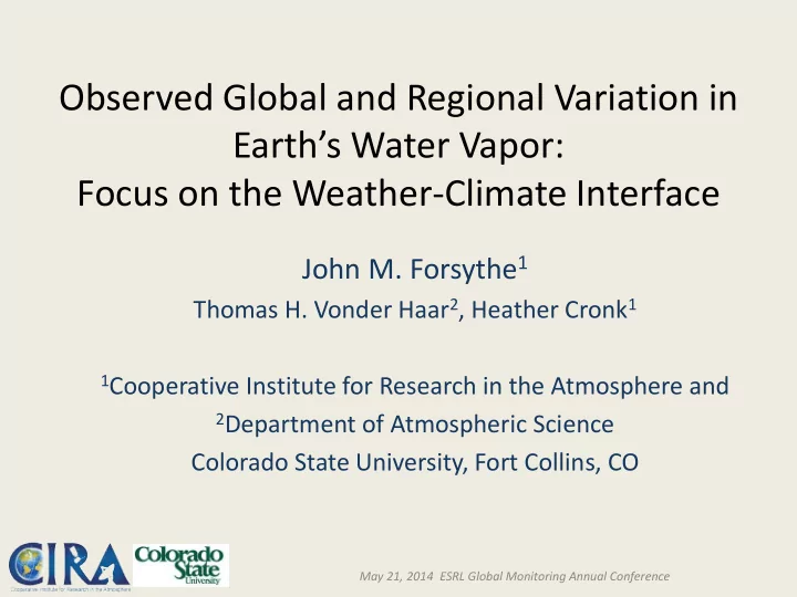 observed global and regional variation in earth s water