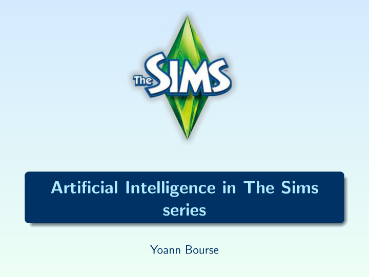 artificial intelligence in the sims series