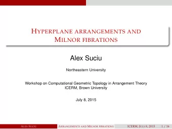 Alex Suciu  Northeastern University  Workshop on Computational Geometric Topology in Arrangement