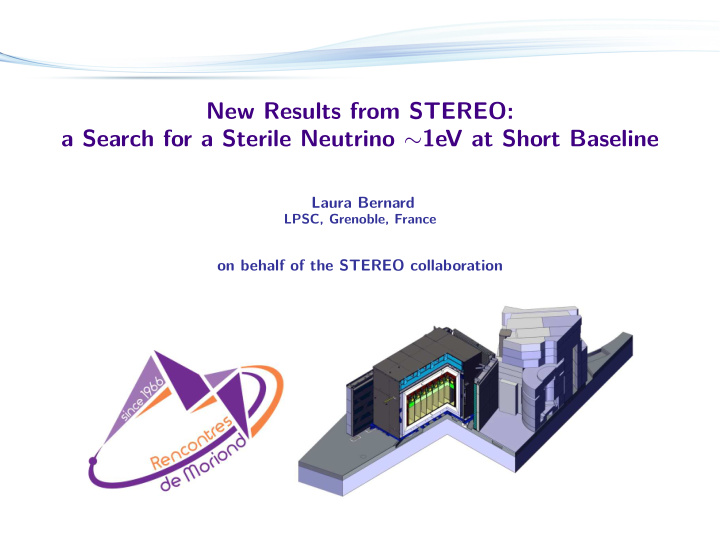 new results from stereo a search for a sterile neutrino
