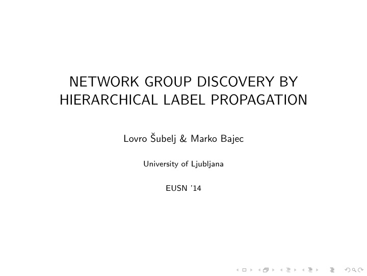 network group discovery by hierarchical label propagation