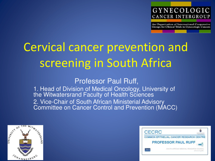 cervical cancer prevention and screening in south africa
