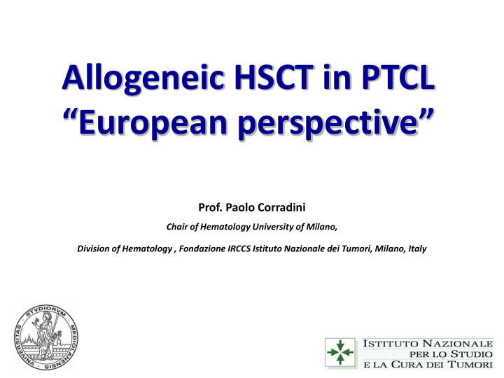 allogeneic hsct in ptcl european perspective
