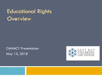 CMHACY Presentation  May 15, 2018  Every student has the right to a  Free and Appropriate Public