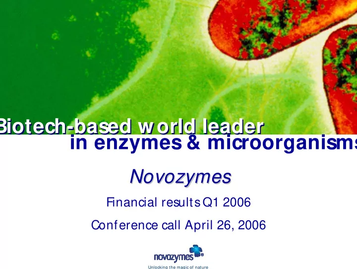 biotech based world leader biotech based world leader in
