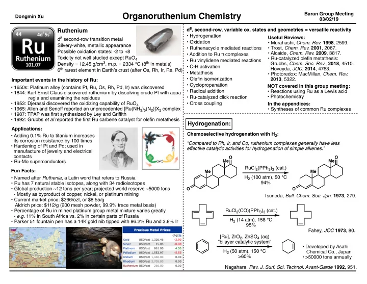 organoruthenium chemistry