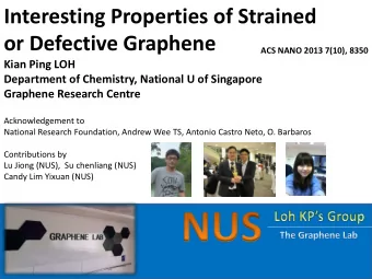 Interesting Properties of Strained or Defective Graphene  ACS NANO 2013 7(10), 8350  Kian Ping LOH