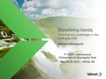 Biorefining trends  Potential and challenges in the  kraft pulp mills Marcelo Hamaguchi 7 th ICEP