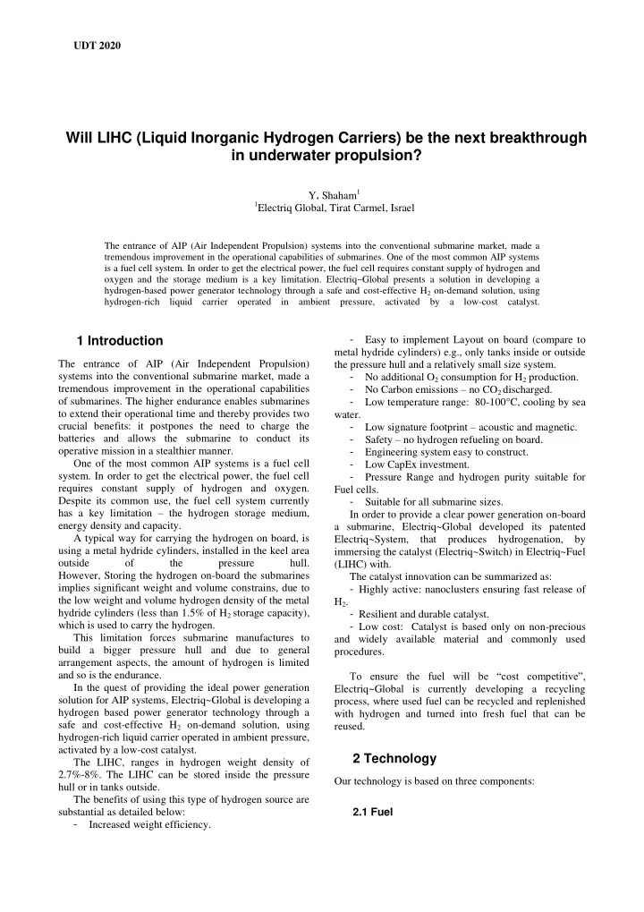 will lihc liquid inorganic hydrogen carriers be the next