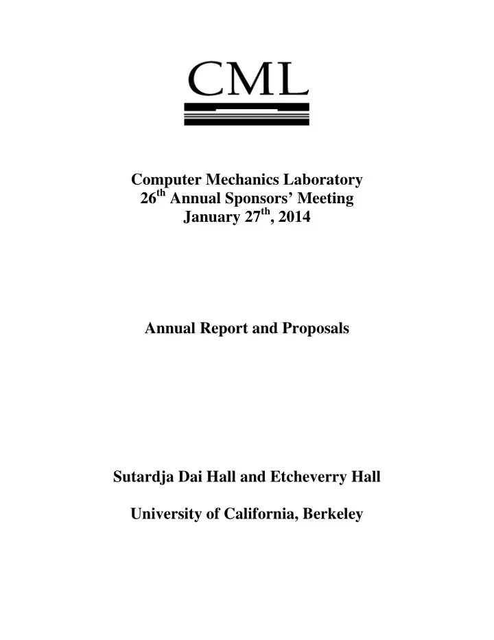 computer mechanics laboratory 26 th annual sponsors