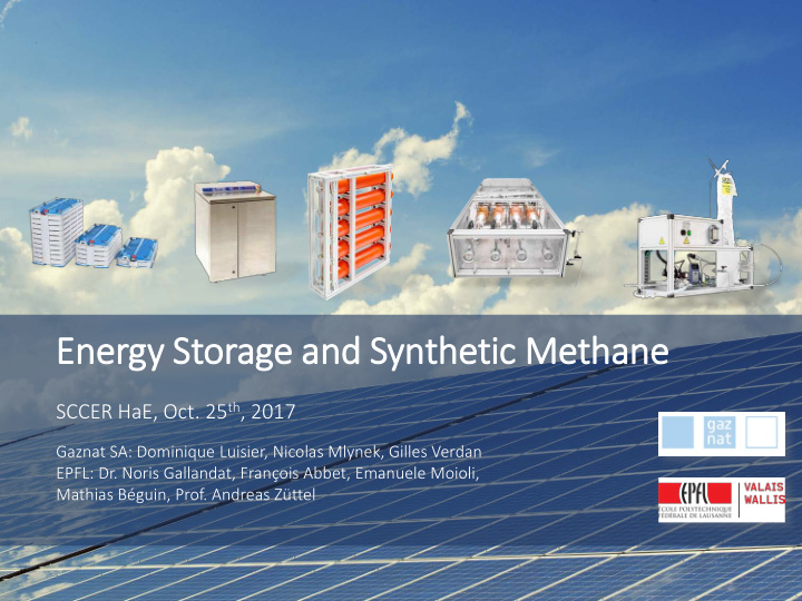 energy gy s storage a and s syntheti tic m methane