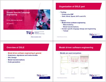 Organization of DSLE part  Tooling  Domain Specific Language  Domain Specific Language