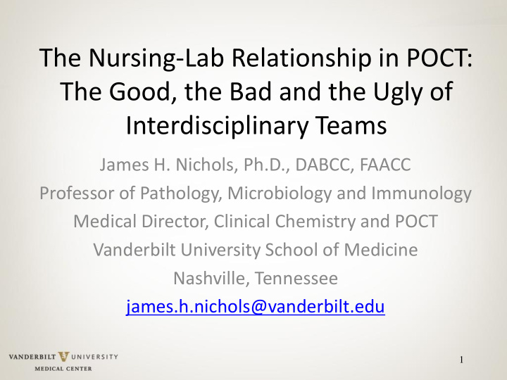 the nursing lab relationship in poct the good the bad and