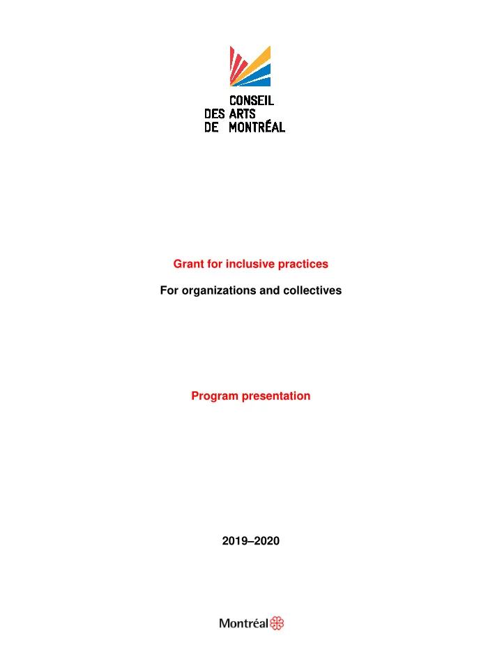 grant for inclusive practices for organizations and