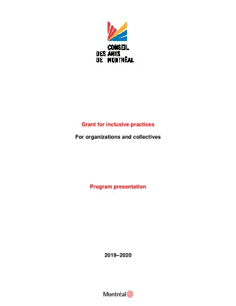 Grant for inclusive practices  For organizations and collectives  Program presentation  20192020