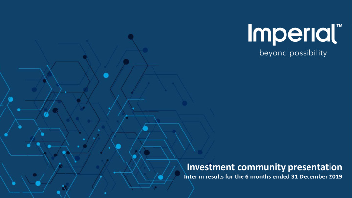 investment community presentation