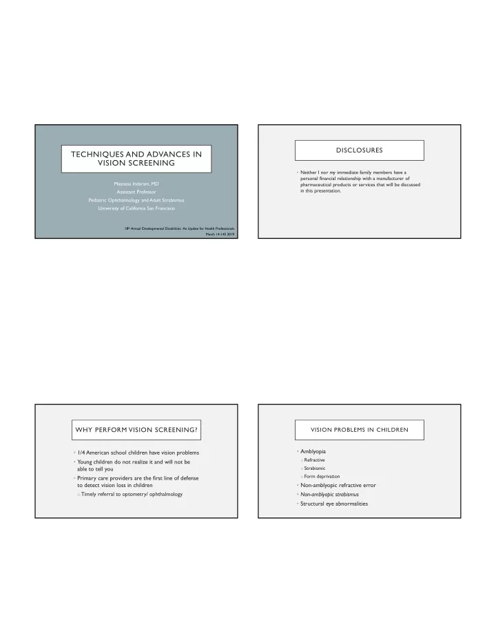 techniques and advances in vision screening