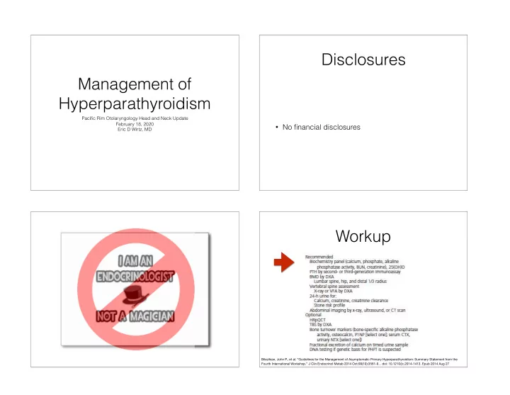 disclosures management of hyperparathyroidism