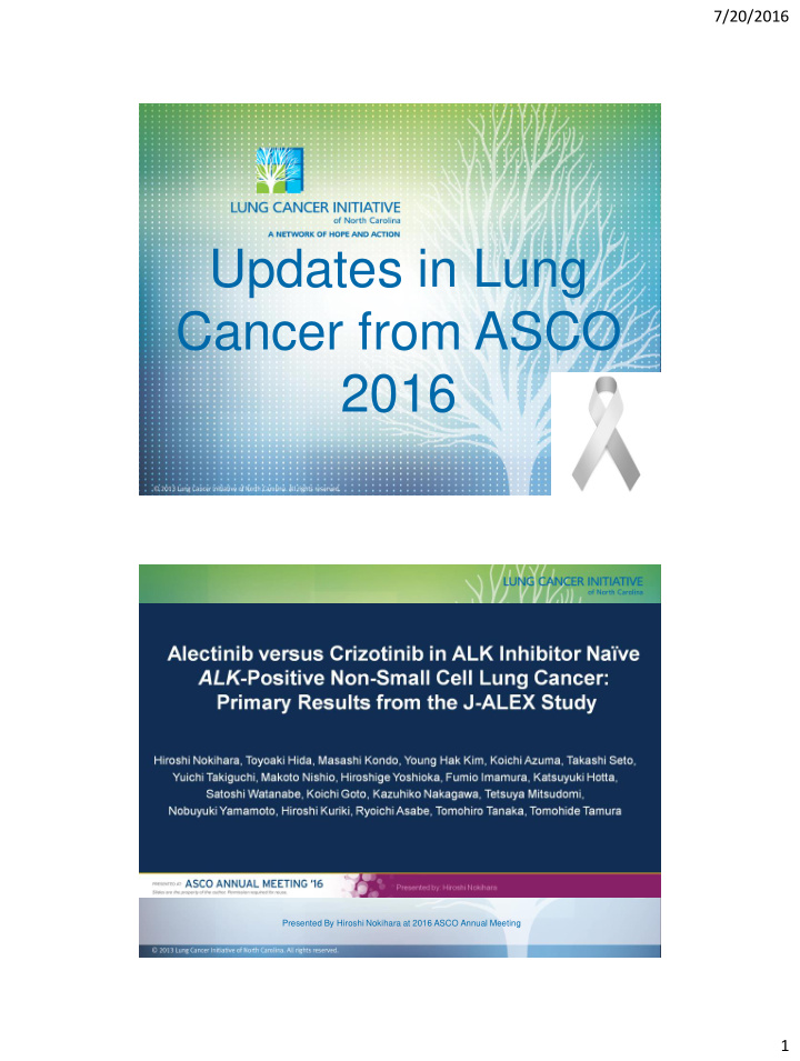 updates in lung cancer from asco 2016 alectinib versus
