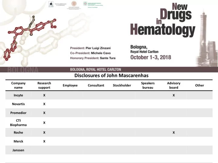disclosures of john mascarenhas