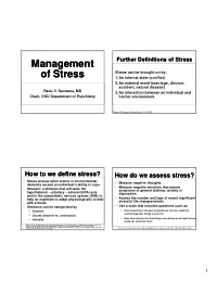 management management of stress of stress