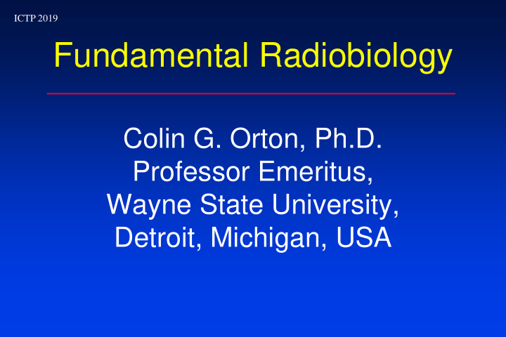 fundamental radiobiology