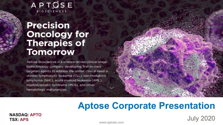 aptose corporate presentation