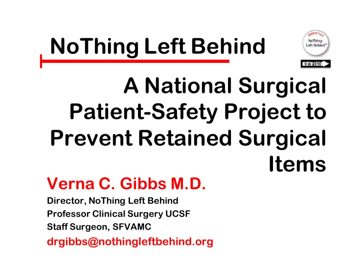 nothing l thing left b behind a national surgical patient