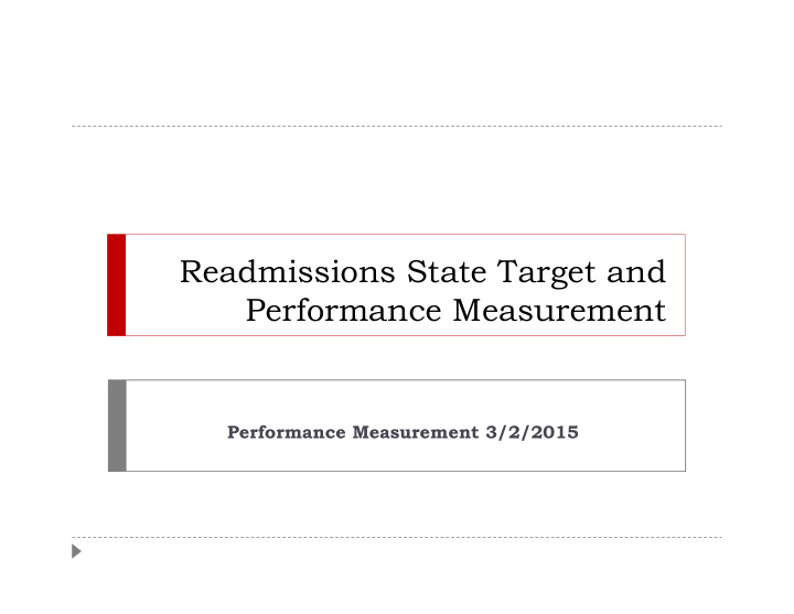 readmissions state target and performance measurement