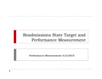 Readmissions State Target and  Performance Measurement  Performance Measurement 3/2/2015  MD vs