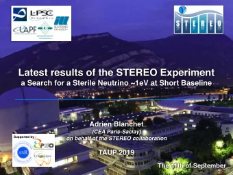 Latest results of the STEREO Experiment  a Search for a Sterile Neutrino ~1eV at Short Baseline