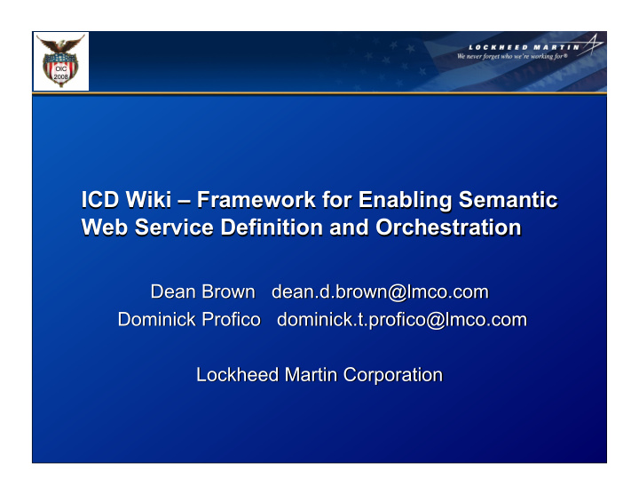 icd wiki framework for enabling semantic web service