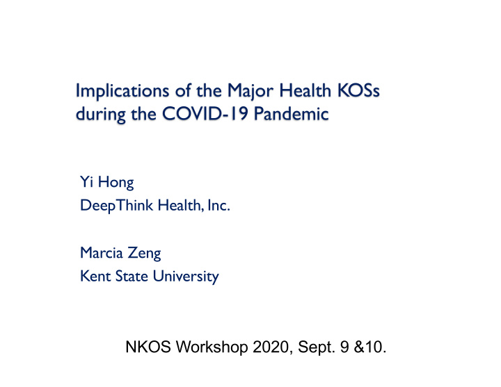 implications of the major health koss during the covid 19
