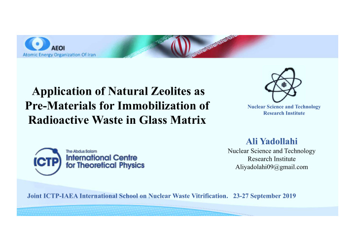 application of natural zeolites as pre materials for