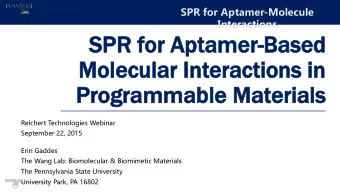 SPR f  SP  R for  or Ap  Aptam  tamer  er-Based  Based  Mol  Molecular  ecular In  Interactions