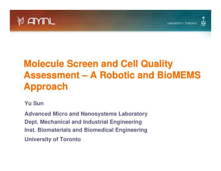 molecule screen and cell quality molecule screen and cell