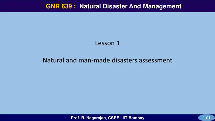 natural and man made disasters assessment