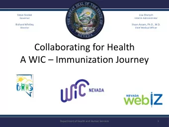 Collaborating for Health A WIC  Immunization Journey  Department of Health and Human Services  1