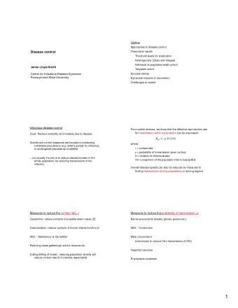 1 Measures to reduce the duration of infectiousness, D Measures to reduce the proportion