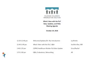 Whats New  with the Flu?  Suchitra Rao  Assistant Professor of Pediatrics,  Sections of