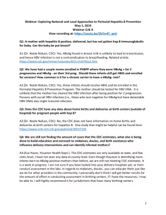 Webinar: Exploring National and Local Approaches to Perinatal Hepatitis B Prevention  May 1, 2019
