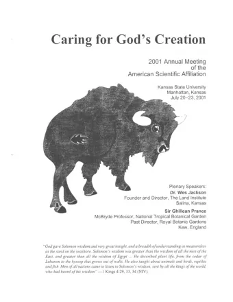 Caring for God's Creation  2001 Annual Meeting of the American Scientific Affiliation  Kansas State