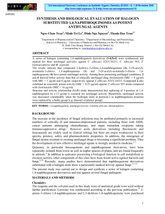 SYNTHESIS AND BIOLOGICAL EVALUATION OF HALOGEN  SUBSTITUTED 1,4-NAPHTHOQUINONES AS POTENT